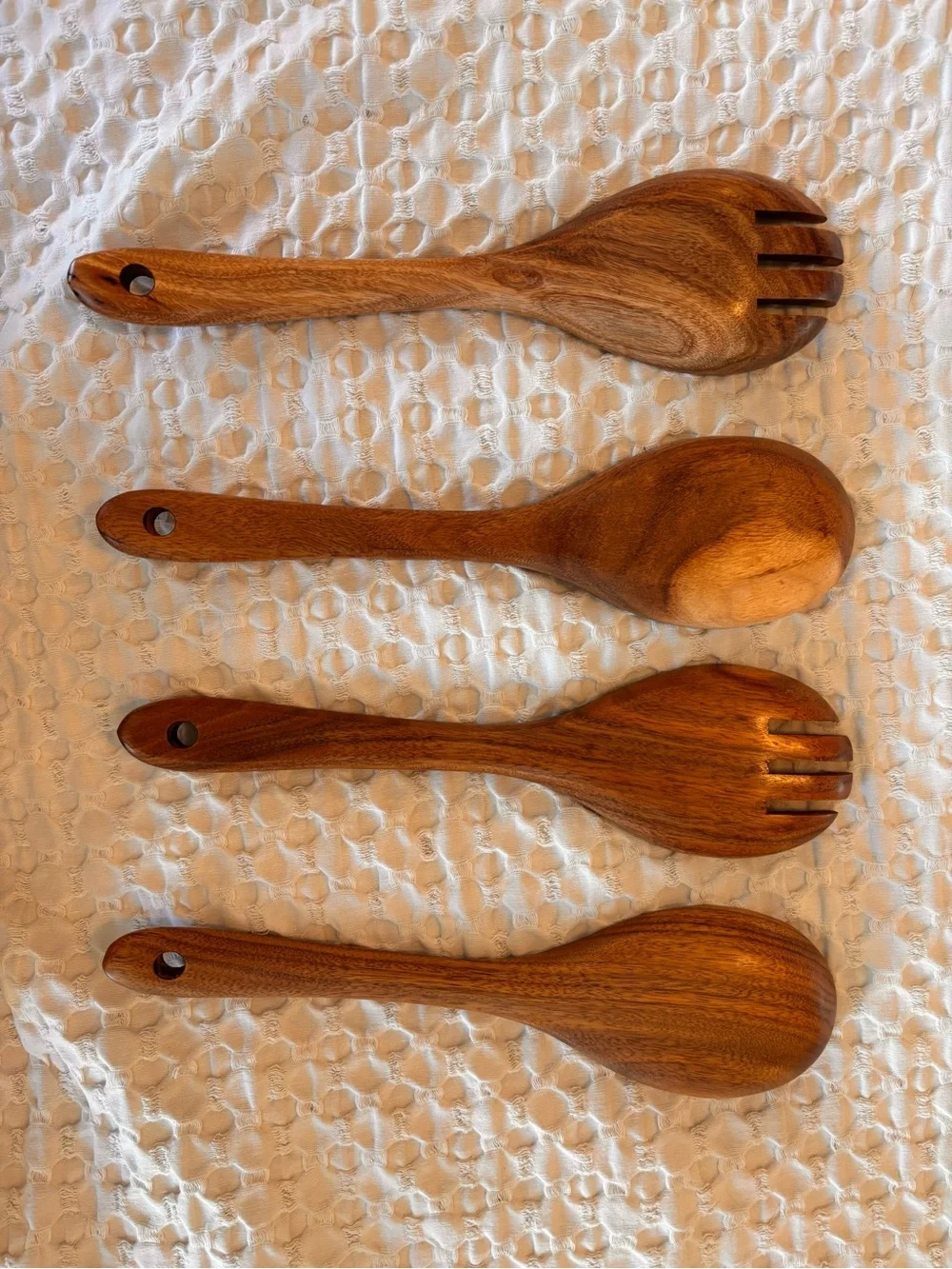 Set of 2 Wooden Salad Serving Spoon and Fork sets